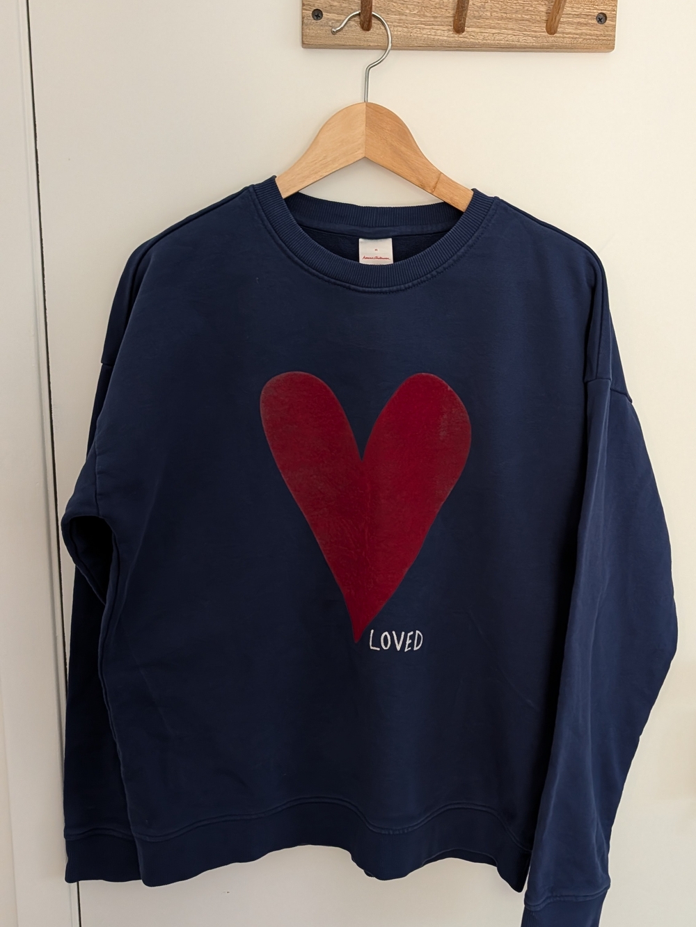 Men's Hannah Anderson Navy Sweater with Red Heart Graphic - Loved